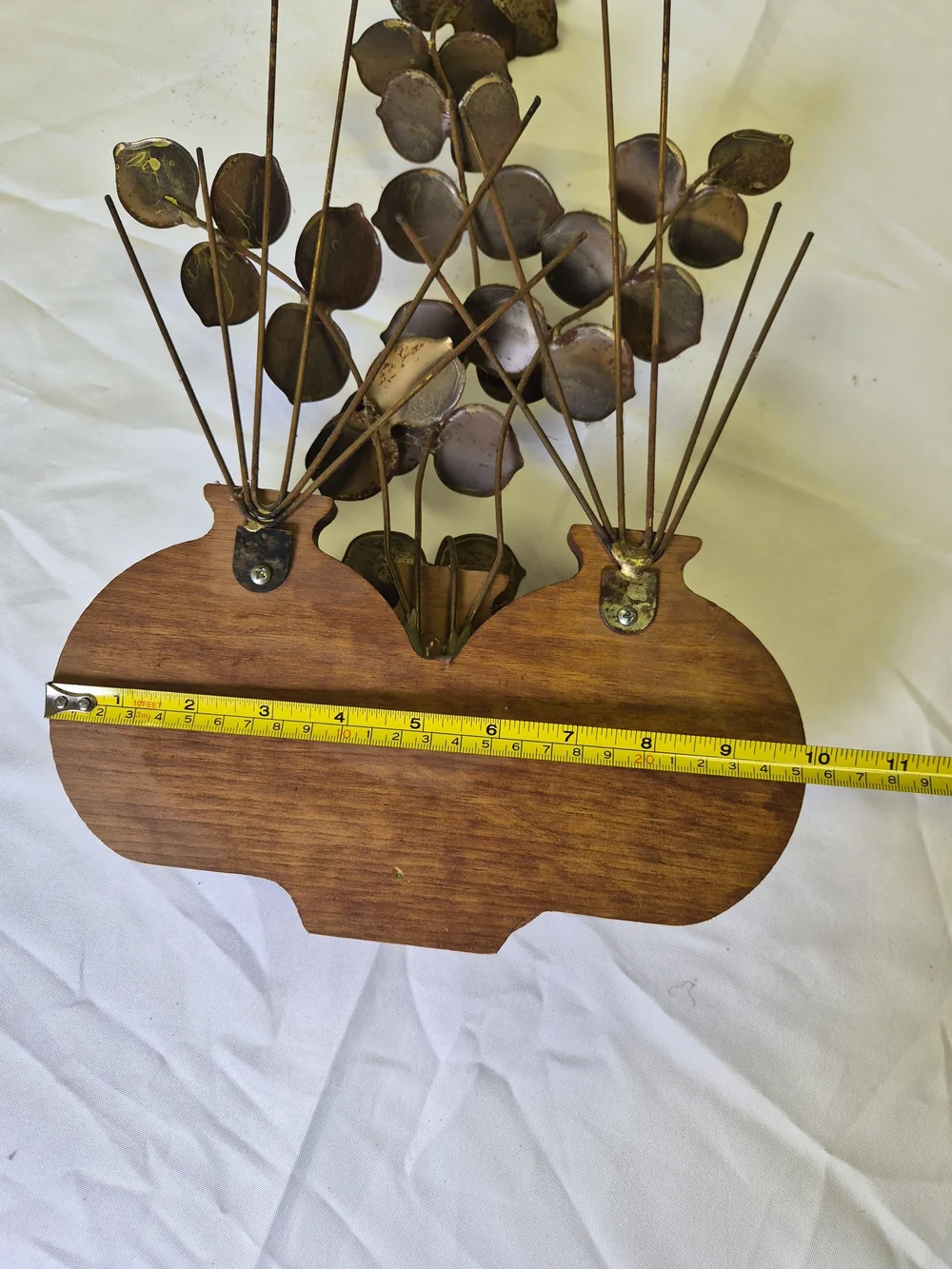 Vtg MCM Southwestern Sculpture Gold Iridescent Metal Leaves Shelf or Wall Decor